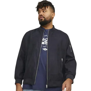 Oblečení a móda Jack & Jones velká pánská semišová bunda bomber 12243516 černá (5XL)
