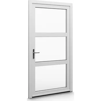 Vchodové dveře ALUPLAST Plastové jednokřídlové hlavní vchodové dveře bílé 06 Otvírání: Pravé, Šířka v cm: 85, Výška v cm: 200