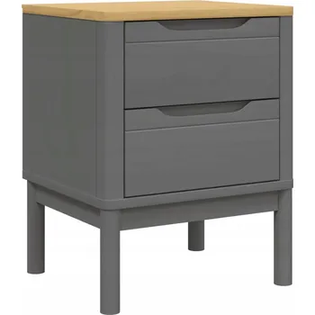 Noční stolek Noční stolek FLORO z masivního borovicového dřeva, šedý, 45 x 39 x 57 cm