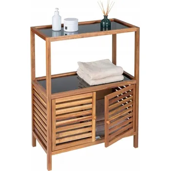 regál Koupelnový regál Wenko, hnědé odstíny, 35,5 x 35,5 x 86 cm