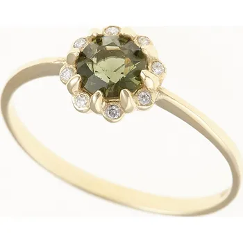 Prsten My Moldavite Zlatý prsten s vltavínem a brilianty AUVD3125WG 54 mm