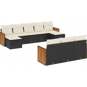 Zahradní sestava Zahradní nábytek set 4x sedák, 2x podnožka, černá barva, umělý ratan