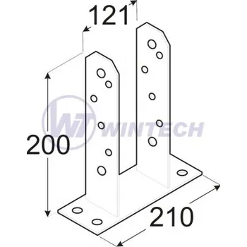 Tesařské kování Patka sloup. 120, PST 120, 121x200x5, 1 ks TKRAE12105Z