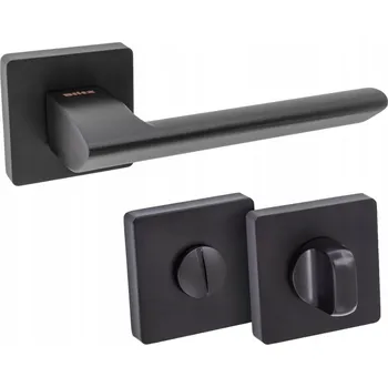 Dveřní kování KLIKA KE DVEŘÍM S WC ZÁMKEM PRO KOUPELNU TALC ČERNÁ MATNÁ