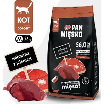Krmivo pro kočku Pan Mięsko Suché Krmivo pro kočky HOVĚZÍ s JELENÍM Masem Střední granule M 5kg