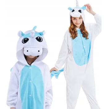 Karnevalový kostým Pyžamo Overal Kigurumi Kostým Bílý Jednorožec Dětské 105-115cm