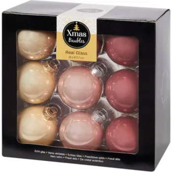 Vánoční dekorace Vánoční Koule zdobená mixem 6,7 cm, 4 ks