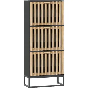 Botník Černá botník 52 x 25 x 120 cm, materiál: dřevotříska, železo