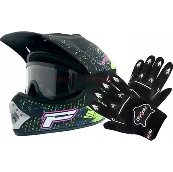 Helma na motorku Dětská cross helma M + brýle + rukavice na enduro BMX quad cross ATV