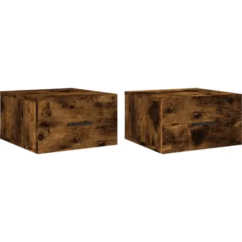 Noční stolek Závěsné noční stolky kouřový dub 35 x 35 x 20 cm, 2 ks