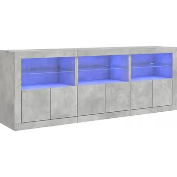Komoda Moderní komoda s RGB LED osvětlením, šedá betonu, 181,5 x 37 x 6