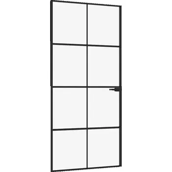 Interiérové dveře Černé interiérové dveře 93 x 201,5 cm, tvrzené sklo, hliníkový rám