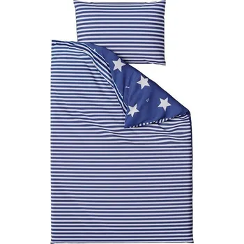 Povlečení Textilomanie White Stripes modré 140 x 200, 70 x 90 cm zipový uzávěr