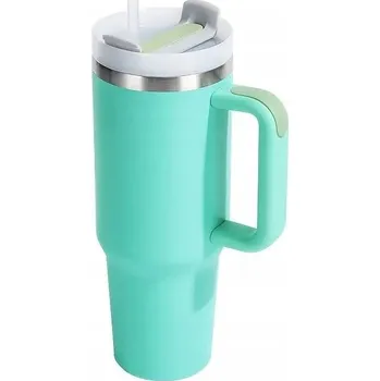 Termoska Prémiová cestovní termoska s kovovou stěnou + sklo, 1200 ml, termoska, s brčkem, azurová