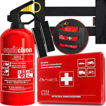 Hasicí přístroj HASICÍ PŘÍSTROJ 1 KG OHNIVZDORNÁ LÉKÁRNIČKA + DRŽÁK NA NA SUCHÝ ZIP + PÁSKY S LEPIDLEM