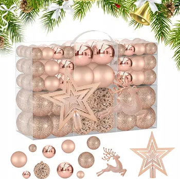 Vánoční dekorace VÁNOČNÍ BAŇKY NA VÁNOČNÍ STROMEČEK DEKORACE OZDOBY DEKORACE 102KS SADA