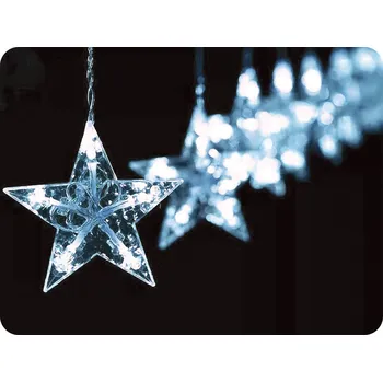 Vánoční dekorace LED závěs HVĚZDY 3m, 10xvětev, 100LED, IP44, studená bílá [X0610024202]