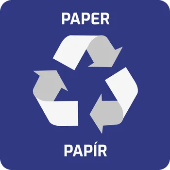 Odpadkový koš Samolepka pro odpadkový koš pro tříděný odpad - PAPÍR, modrá, 8 x 8 cm
