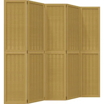 Paraván Paraván z bambusu a dřeva paulovnie, hnědý, 175-180 x 180 cm