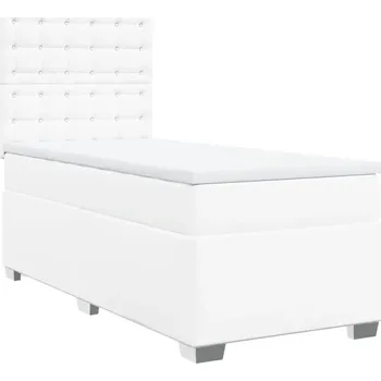 Postel Kontinentální postel 200x90 cm, bílá, s nastavitelným čelem a topperem