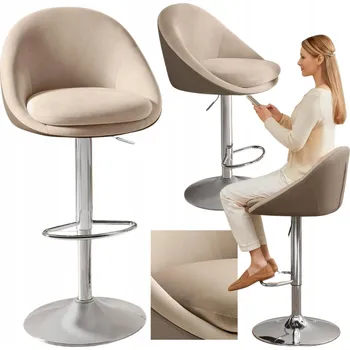 Barová židle Barové židle do jídelny nebo obývacího pokoje v odstínech béžové, sada otočných židlí 2 ks