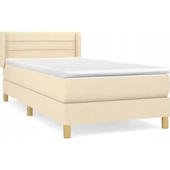 Postel Kontinentální postel krémová 203 x 103 x 78/88 cm s matrací 100x200x20