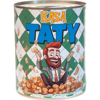 Pokladnička Kovová pokladnička plechovka s nápisem "Tátova Kasa" dárek ke Dni Otců
