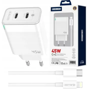 Rychlá 45W Nabíječka 2 x USB-C QC s Lightning kabelem pro iPhone
