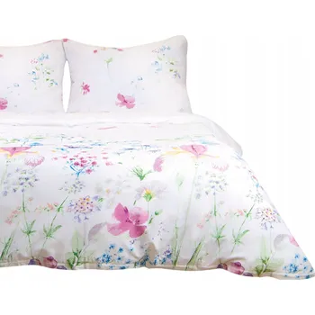 Povlečení Bavlněné Povlečení 160x200 Bílé s pastelovými květy 100% Bavlna 71481