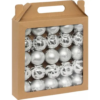 Vánoční dekorace VÁNOČNÍ BAŇKY STŘÍBRNÉ OZDOBY NA VÁNOČNÍ STROMEČEK DEKORATIVNÍ SADA 25 KS PRŮMĚR 6 CM