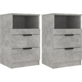 Noční stolek Noční stolek šedý beton, 40 x 36 x 65 cm, 2 zásuvky, dřevotříska