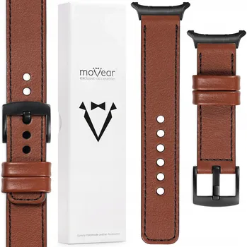 Pouzdro na mobilní telefon Řemínek pro Samsung Galaxy Watch Ultra 24mm kožený Hnědý elegantní MOVEAR