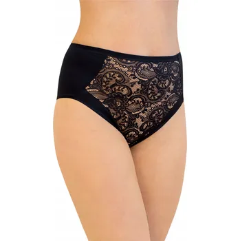 Kalhotky Dámské kalhotky s vysokým pasem kalhotky s krajkou černé mikrovlákno Kleo 4XL