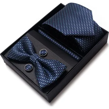 Kravata Set Bluey Kravata | Motýlek | Manžetové knoflíčky | Kapesníček Modrá