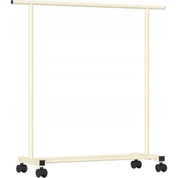 Věšák STOJANOVÝ VĚŠÁK NA OBLEČENÍ NA KOLEČKÁCH 143x40x120cm KRÉMOVÝ BÉŽOVÝ
