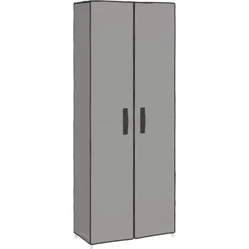 Botník Botník šedá 60x30x166 cm, 10 polic, s dvířky