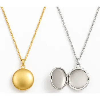 Náhrdelník Ocelový náhrdelník s otevíracím medailonkem Melodis - Zlatá