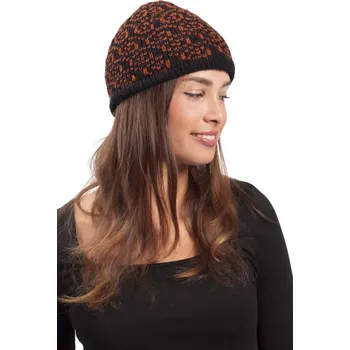 Čepice Vlněná čepice se vzorem SPIRAL černo-hnědá