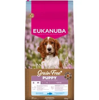 Krmivo pro psa Krmivo Eukanuba Grain Free Puppy Small&Medium mořské ryby 12kg