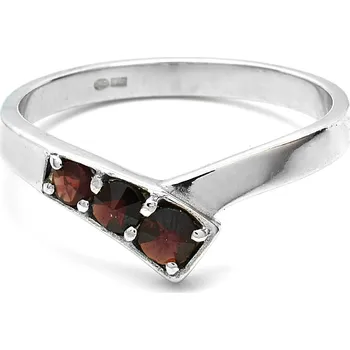 Prsten Stříbrný prsten s českým granátem Daile - 60, Rhodiování