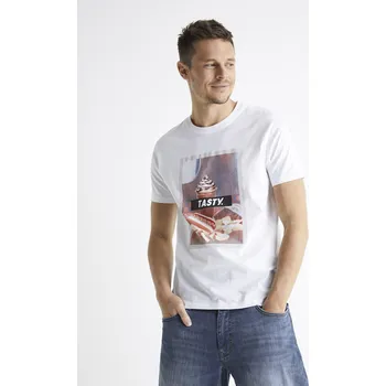 Pánské oblečení Celio Tričko Berelax s potiskem 1112848 Bílá S