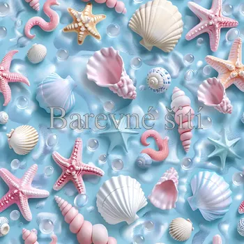 Úplet, Mušličky na modré (E) (Top kvalitní úplet Bella digitisk)