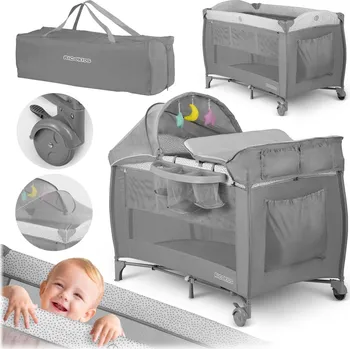 Dětská postýlka Ricokids Cestovní postýlka 125x65x78cm RK-242 šedá