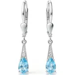 Stříbrné náušnice se světle modrým topazem Tapia