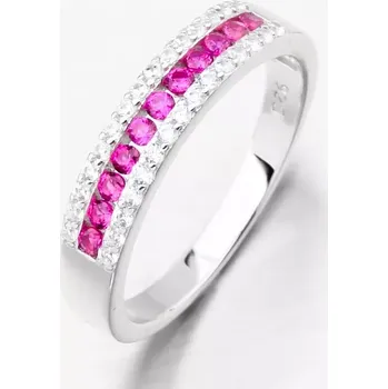 Prsten Dámský prsten stříbro 925 se zirkony a rubíny PKL-1068 velikost 55
