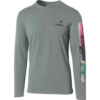 Pánské tričko triko unisex dlouhé ATOMIC ALPS BENT CHETLER zeleno/šedé