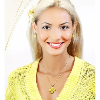 Souprava šperků Foxette Černá achátová souprava šperků srdce - Žlutá / Originální JF_0192