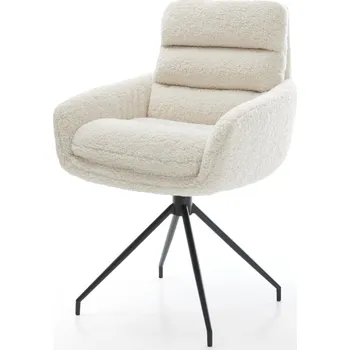 Jídelní židle DELIFE Jídelní židle Abelia-Flex s područkami plyšový manšestr béžová křížová podnož zúžená černá