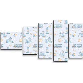 Obraz Sablio Obraz - 5-dílný Stavebnice a vláčky - 100x60 cm