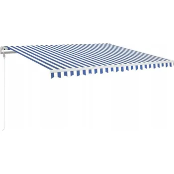 Markýza Svinovací zahradní markýza modro-bílá 450 x 350 cm s dálkovým ovládáním